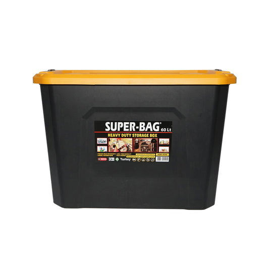 Box, heavy duty storage box 60L with lid, yellow 580x380x405mm Breckner Germany