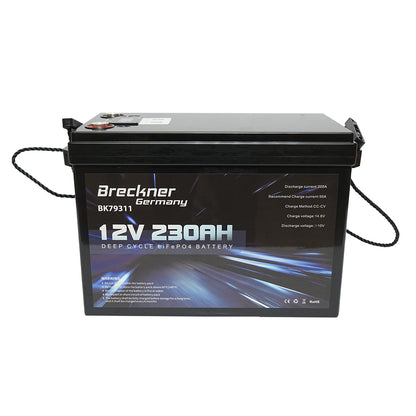 Li-ion LifePo4 Battery 12.8V, 230Ah (deep cycle) with BMS, LCD display and temperature protection Breckner Germany