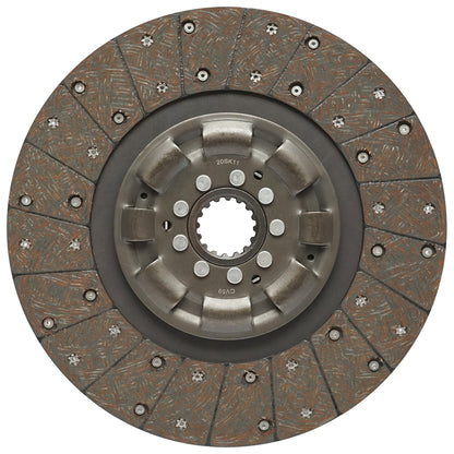 Clutch disc with friction material and spring, 16 grooves for Forest Tractor with Perkins engine