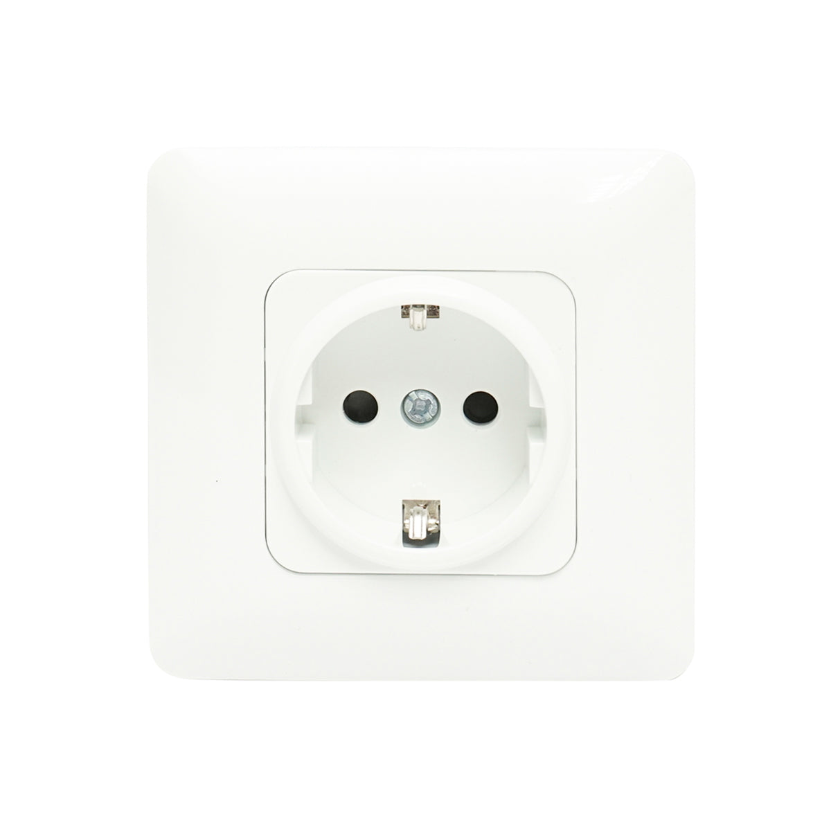 White plain Schuko socket with grounding ST 220V - 250V, 16A recessed