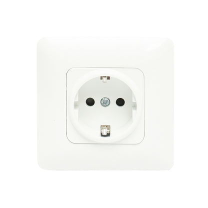 White plain Schuko socket with grounding ST 220V - 250V, 16A recessed