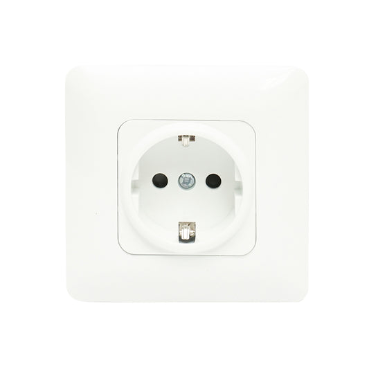 White plain Schuko socket with grounding ST 220V - 250V, 16A recessed