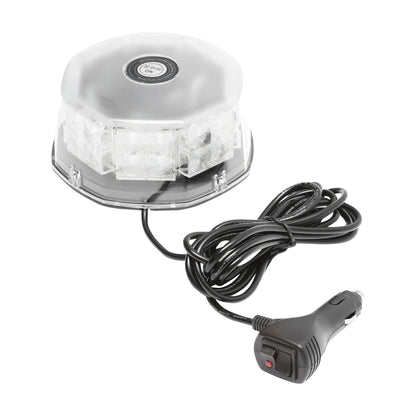 Round warning lamp, beacon with 32 SMD LED zones, yellow light, magnetic mounting, ON/OFF switch with light indicator, 12V/24V Breckner Germany