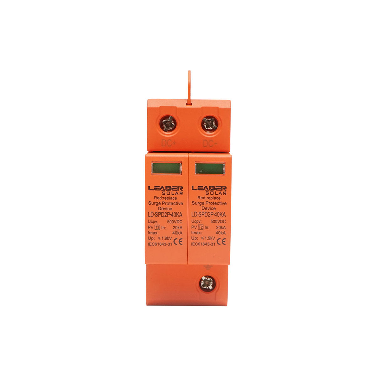 Surge arrester with signaling for photovoltaic systems LD-SPD-2P-40kA-500VDC Leader