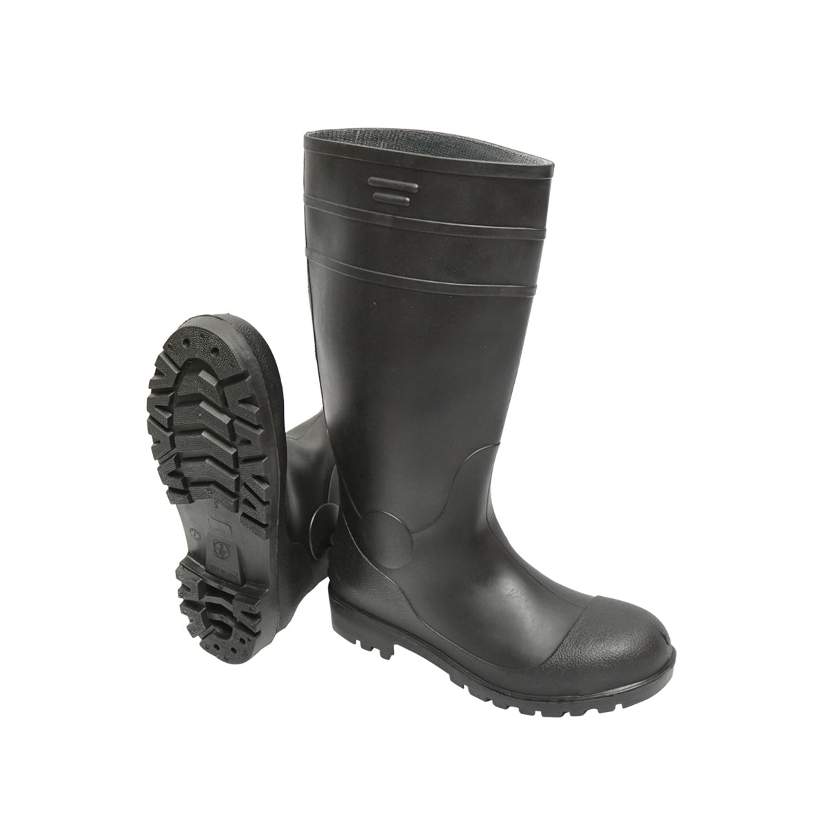 Black PVC work boots with steel toe size 40 005GB