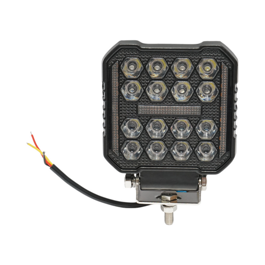 Square LED projector with DRL 9-80V, 48W, white-yellow, aluminum housing IP67 Breckner Germany
