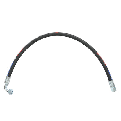 Pressure hose 800mm hydraulic 2SN DN10 certified with fittings 90 degrees M20x1.5 and straight fitting M20x1.5