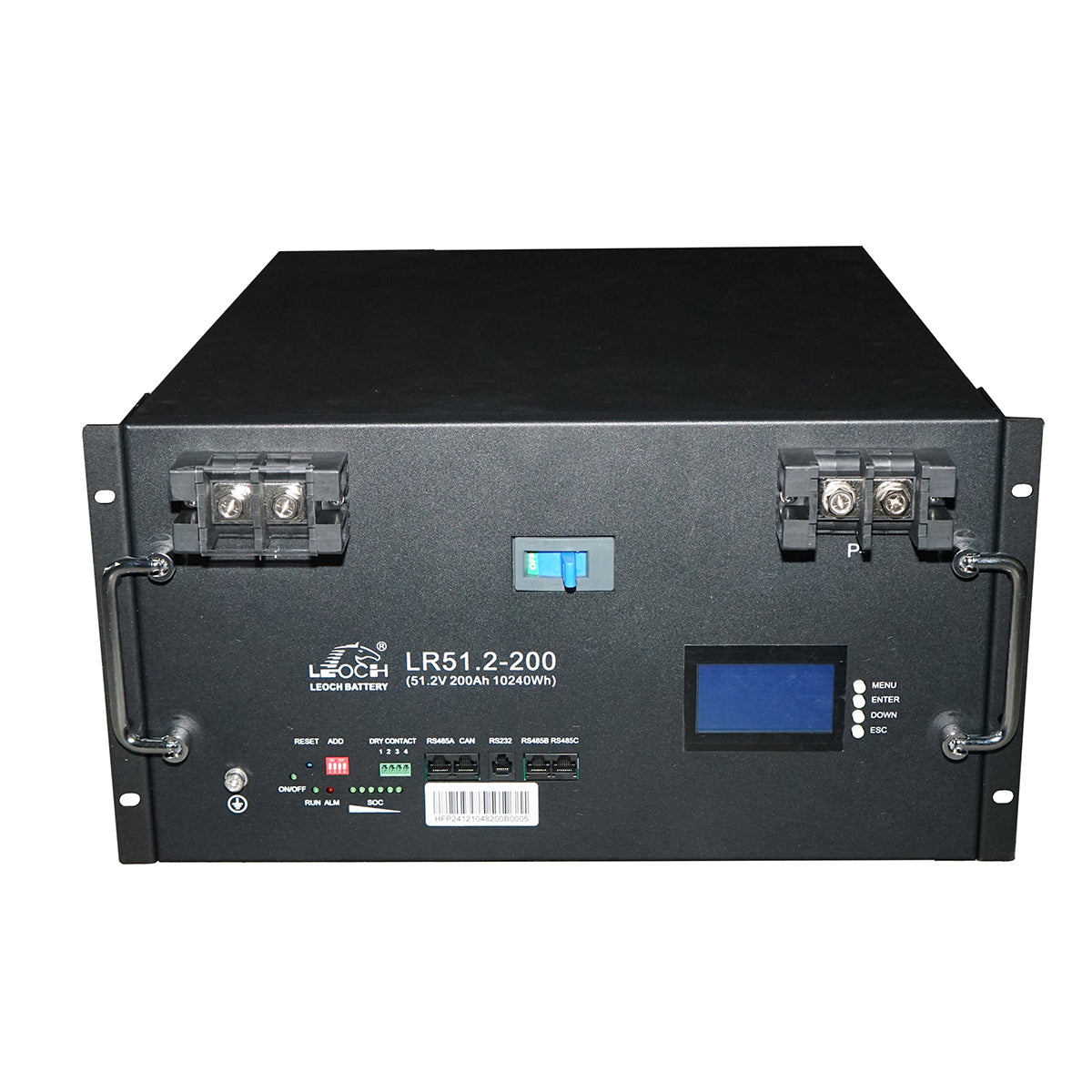 Lithium storage battery 10.24KW LifePo4 51.2V, 200Ah with BMS, LCD display, temperature protection, parallel connection Leoch Battery