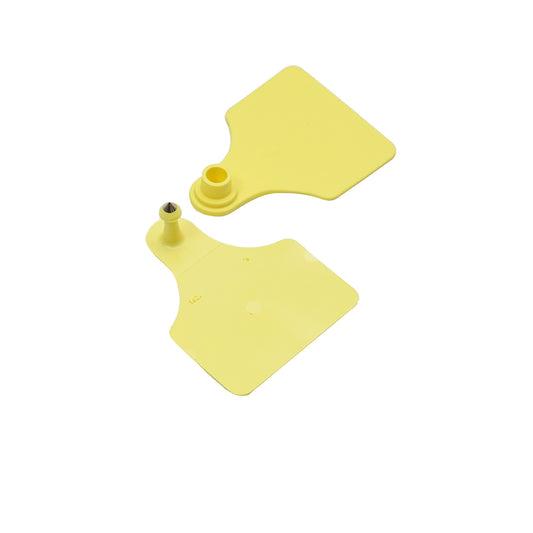 Set of 50 unmarked yellow ear tags 60x77mm for cows Breckner Germany