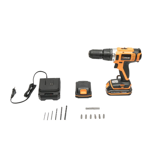 Cordless drill with 13mm chuck, 2x20V 2.0Ah battery, 1400rpm Hoteche