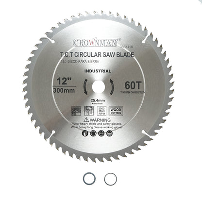 Crownman 300x25.4mm circular saw blade for wood, max speed 5000rpm, 60 teeth, industrial