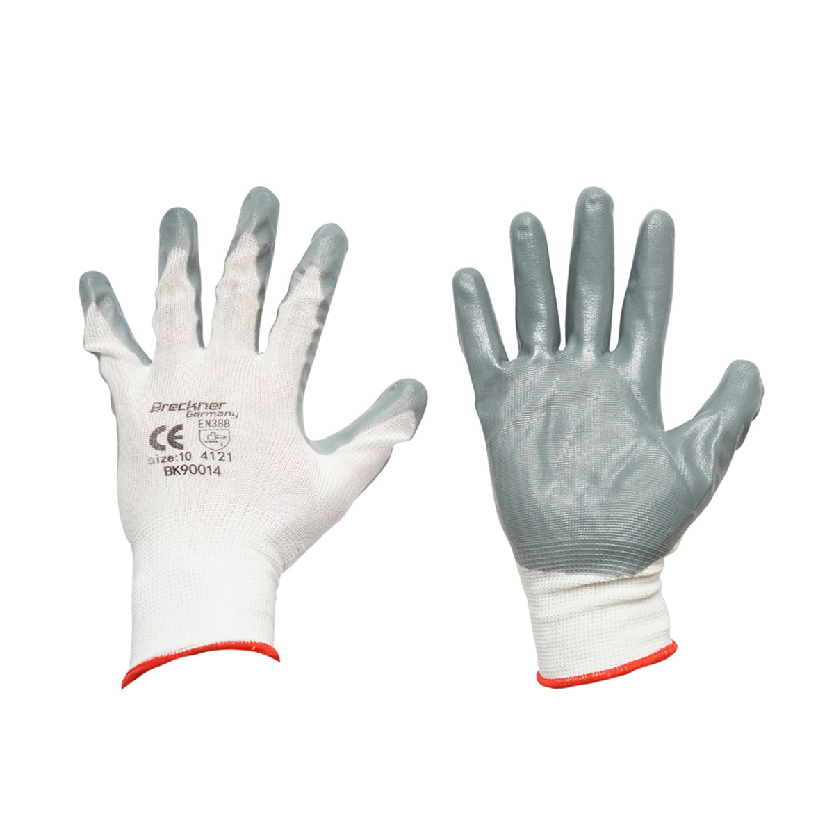 White-gray cotton work gloves size 10 Breckner Germany