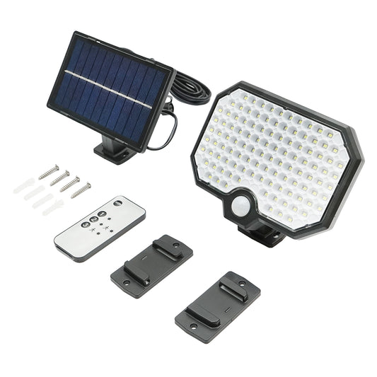 LED solar lamp 450lm with solar panel 1.65W/5.5V, battery 3.7V/1.8 Ah, remote control, 5m cable, and twilight sensor IP44 Breckner Germany