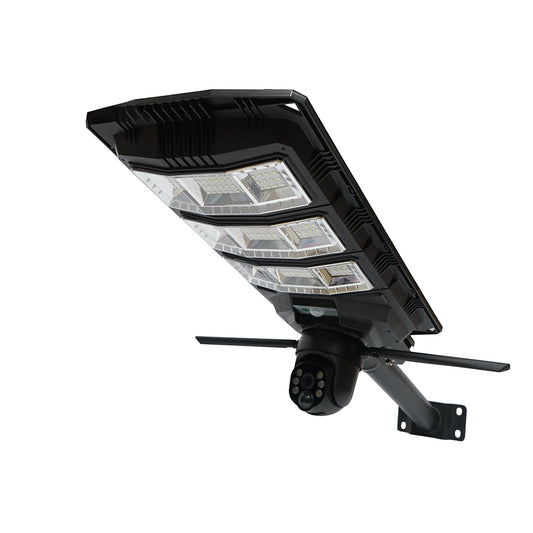 LED solar lamp 450W, 4 MP AI surveillance camera, WIFI, 4G SIM with 24W solar panel, LifePo4 18Ah battery, 360-degree rotation, night vision, human detection, V380 Pro application