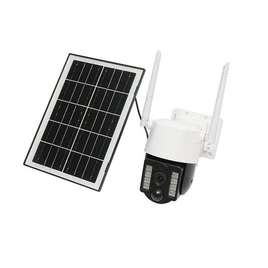 3MP surveillance camera, 4G rotating with 5W solar panel, PTZ, 1080P, motion sensor, night vision, V380 Pro application