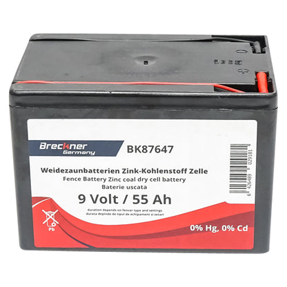 Dry battery (non-rechargeable) 9V 55Ah for electric fence Breckner Germany