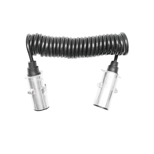 2.6m spiral cable with 2 metal female connectors, 7 pins for car trailer socket Breckner Germany