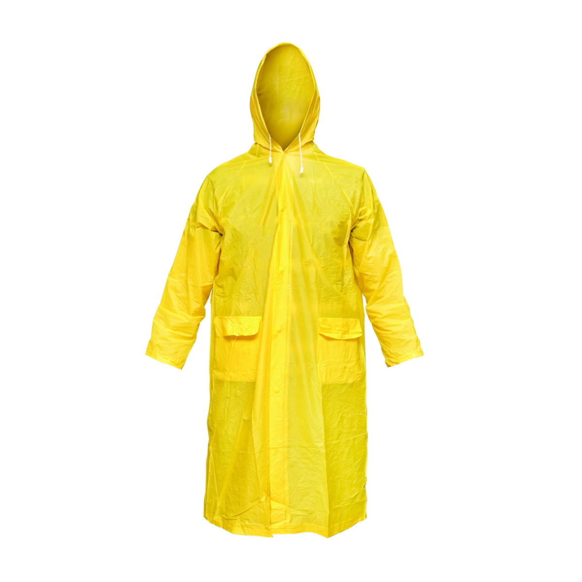 Waterproof hooded poncho L made of PVC, 2 pockets, snap closure, yellow Breckner Germany