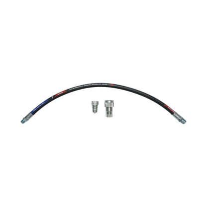 Certified pressure hose for hydraulic tensioners 70cm with fittings 1/2 + 3/8 and a mosquito valve.