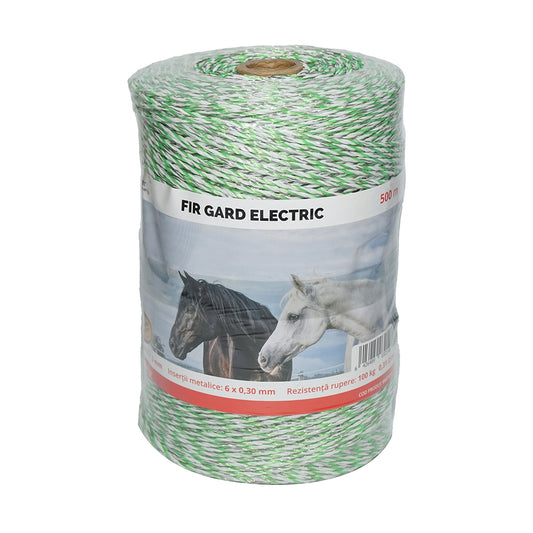 Green-white wire roll 3mm 6x0.3mm SS 0.31 Ohm/m, 500m electric fence Breckner Germany