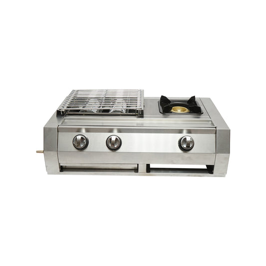 Camping grill with 2 burners and 1 cooking area 676x400x185mm
