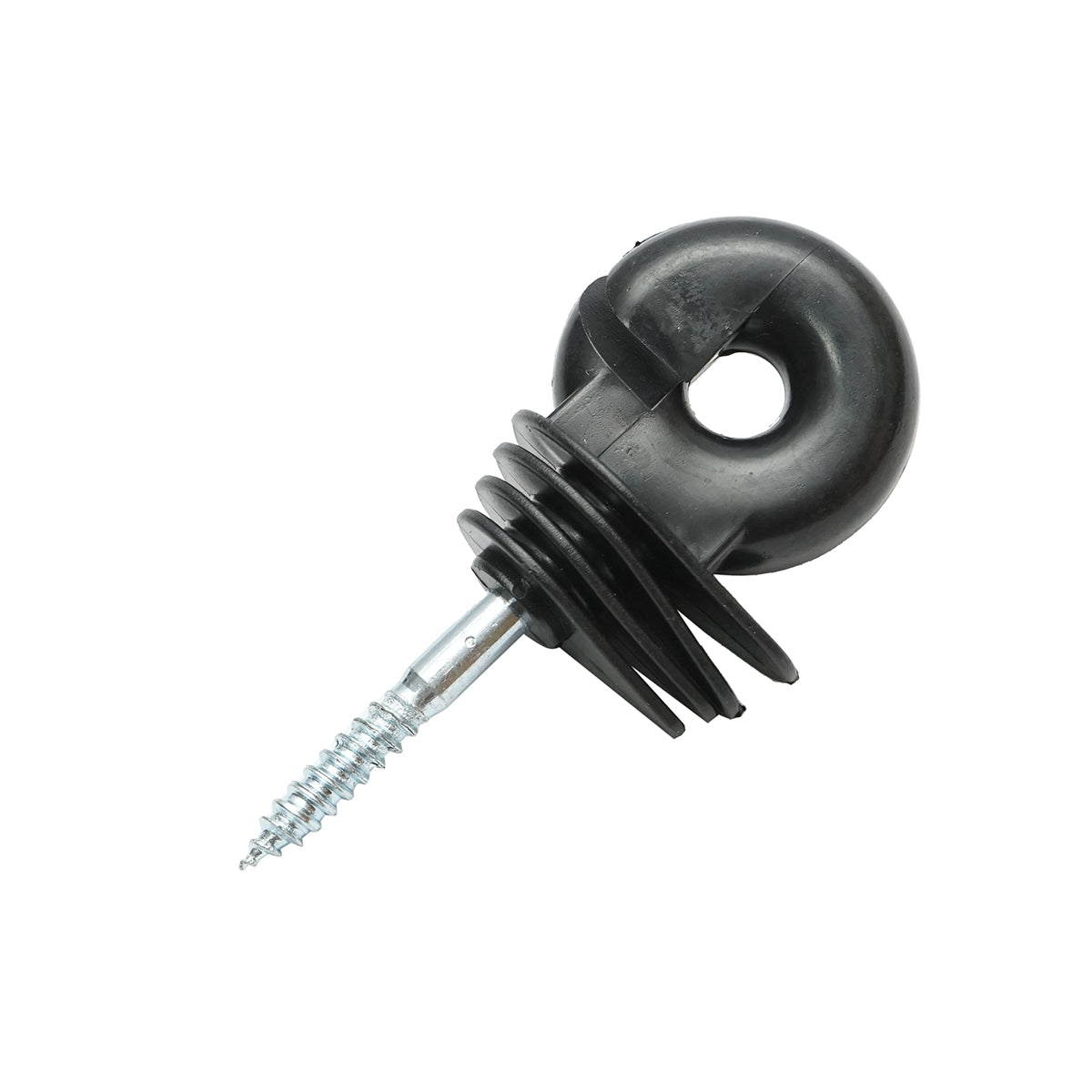 Compact black ring insulator, 5.9mm, 91x40mm, electric fence, Breckner Germany