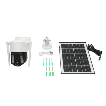 3MP surveillance camera, 4G rotating with 5W solar panel, PTZ, 1080P, motion sensor, night vision, V380 Pro application