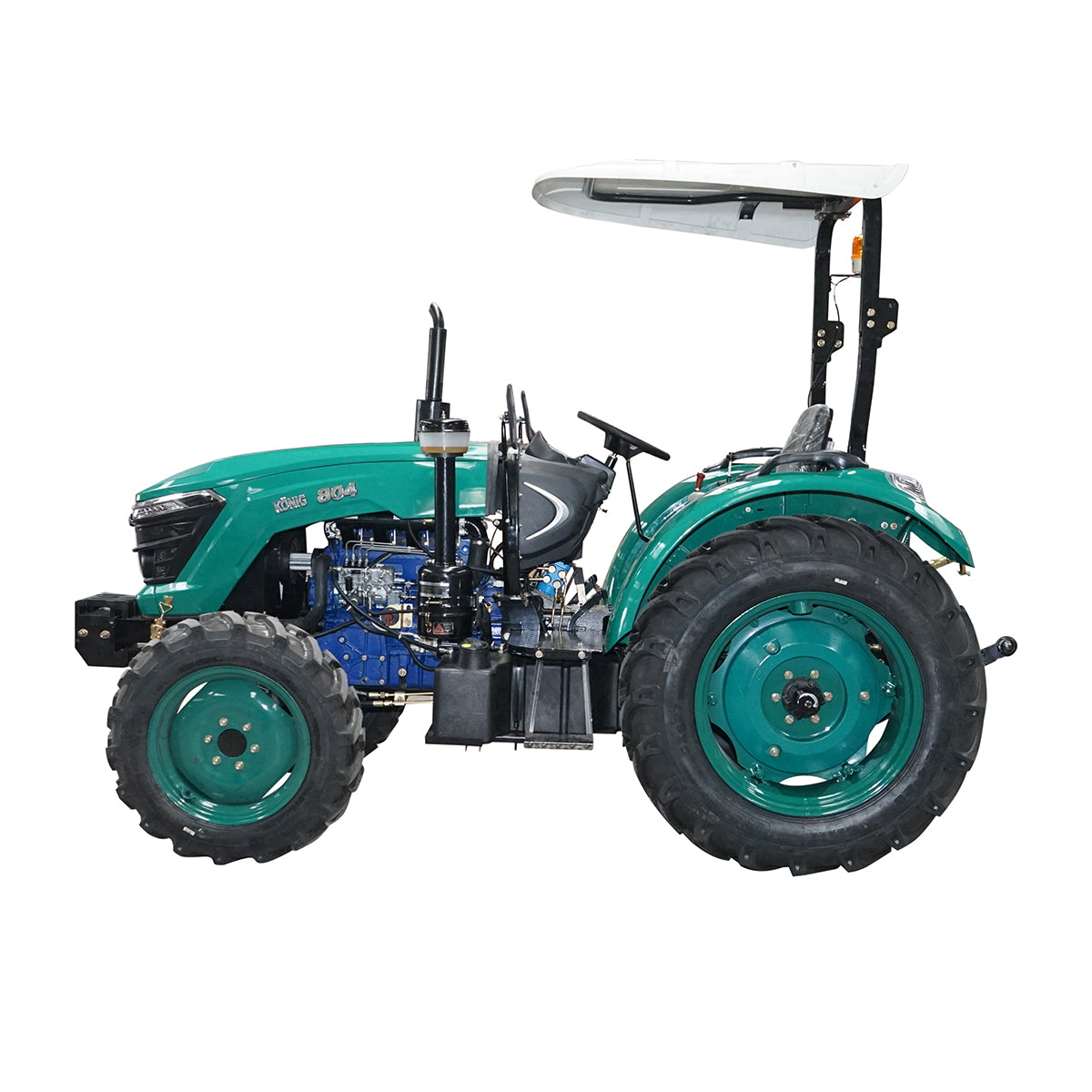 80HP 4x4 tractor, green with semi-cabin series 804
