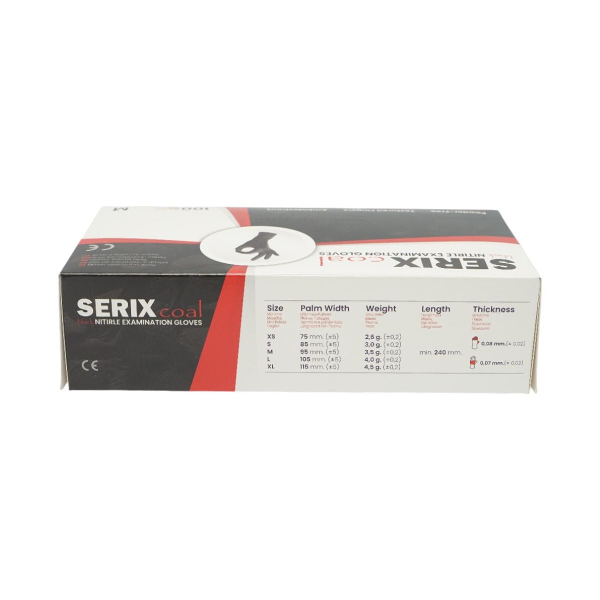 Black unpowdered nitrile gloves with textured fingers, size M, 100 pcs/box