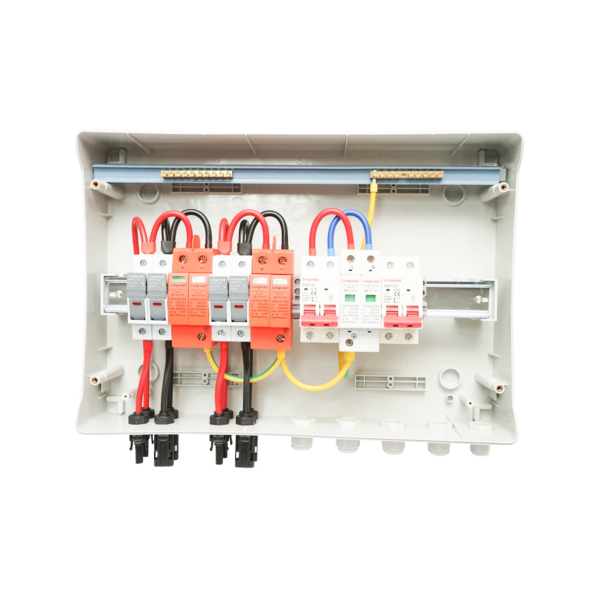 DC/AC fuse box equipped for photovoltaic systems 3-6KW with ON/OFF Grid prosumer inverters