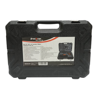 Socket wrench set, hexagonal, deep socket, fixed wrenches, bits, torx, hex, spline 128 pieces Breckner Germany