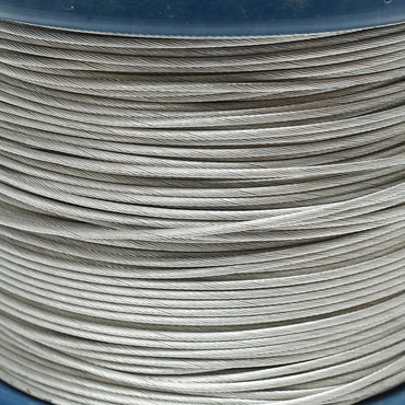 Galvanized steel cable with a diameter of 2mm, 1x19 strands, maximum load 80Kg, weight 4.8Kg, 250m/roll
