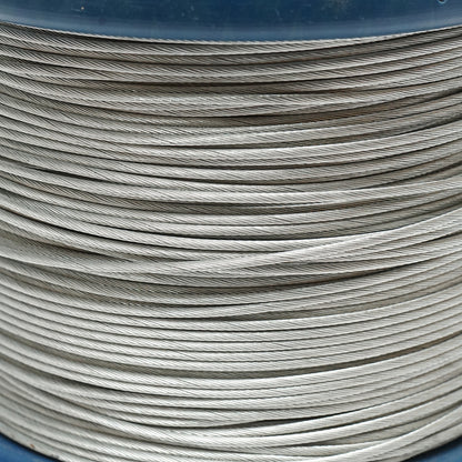 Galvanized steel cable with a diameter of 2mm, 1x19 strands, maximum load 80Kg, weight 4.8Kg, 250m/roll