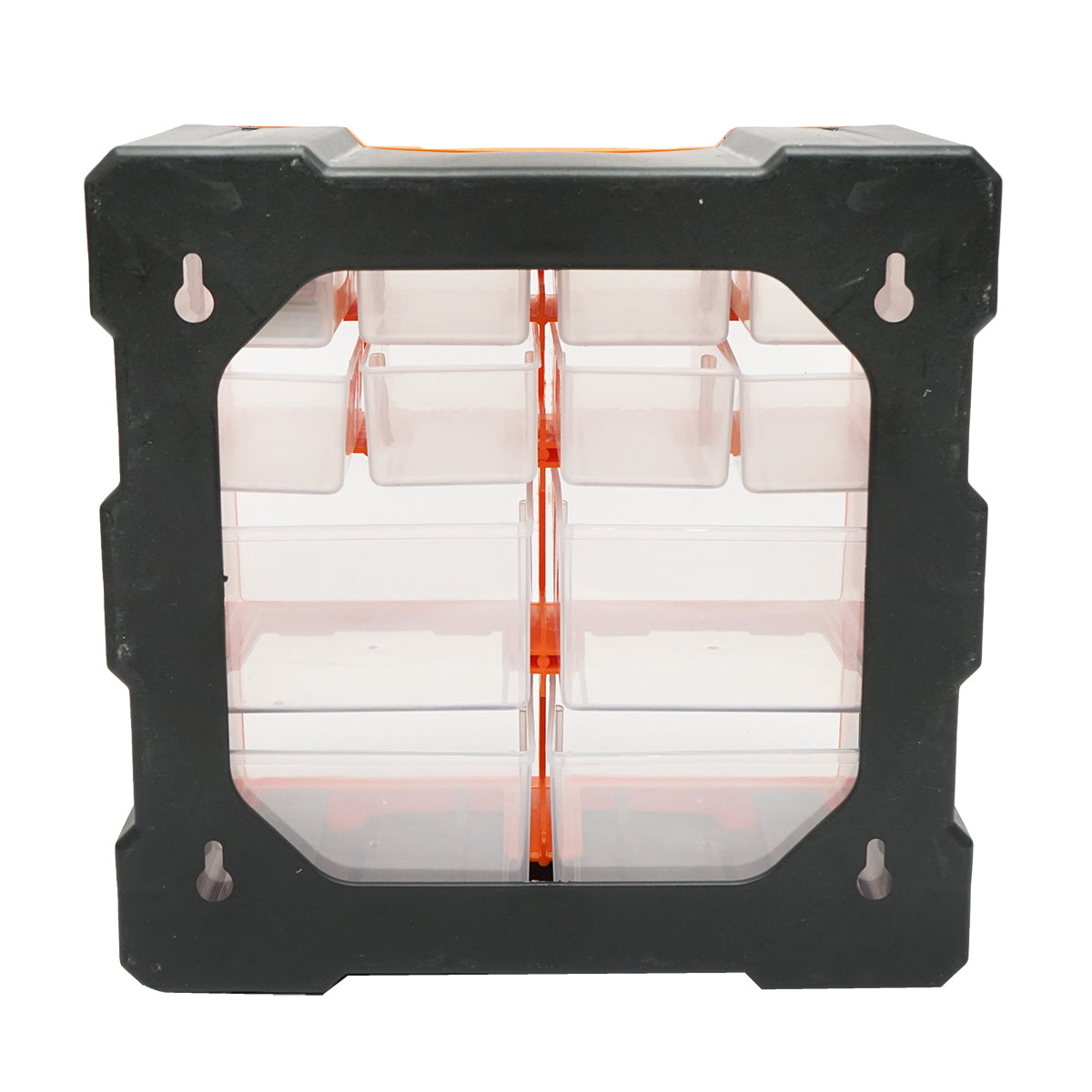 Modular orange plastic storage box, 12 drawers 267x262x157mm Breckner Germany