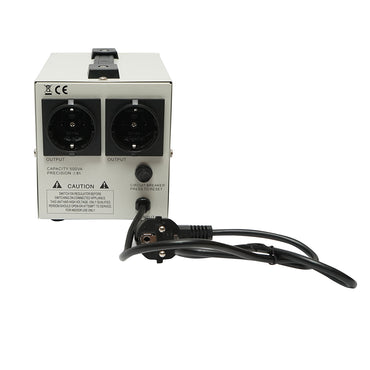 Automatic single-phase voltage stabilizer with relay 500VA/140-260V, 2 Schuko sockets 230V, LCD display Breckner Germany