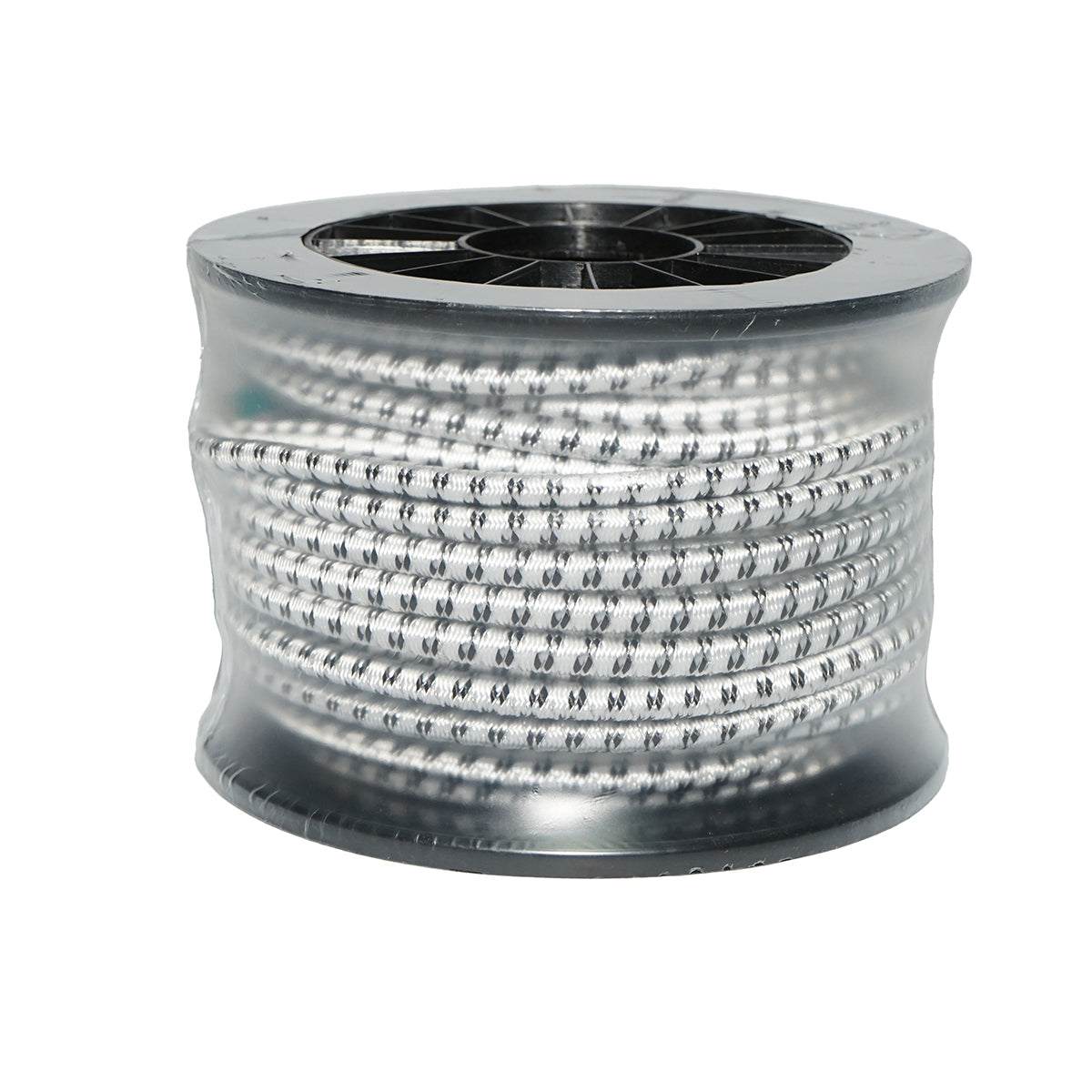 Roll of black-white elastic wire 7mm, 3x0.3mm SS stainless steel, 4.5 Ohm/m 25m electric fence Breckner Germany