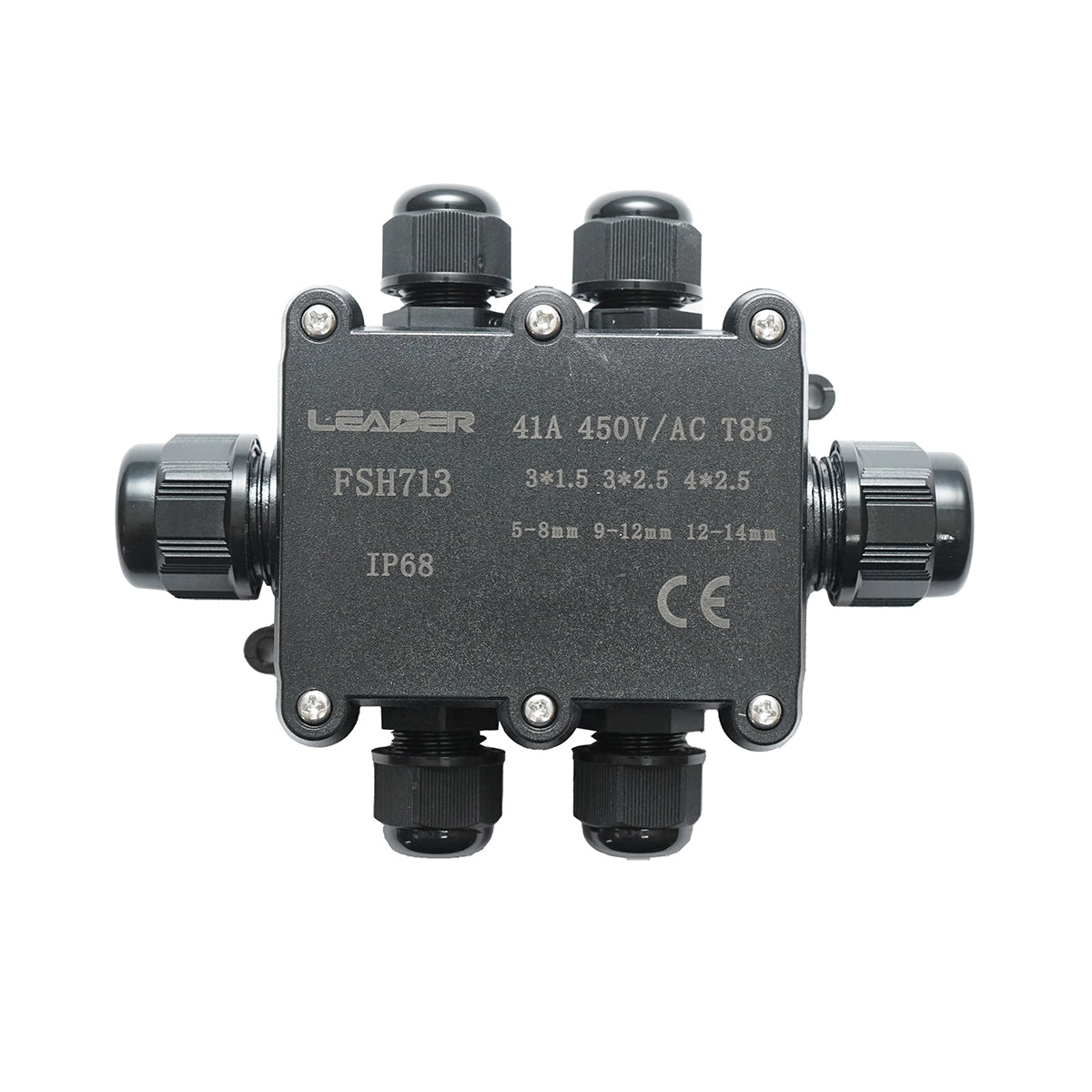 Sealed junction box with presets 41A 450V AC, 6 ways 5-14mm IP68 Leader