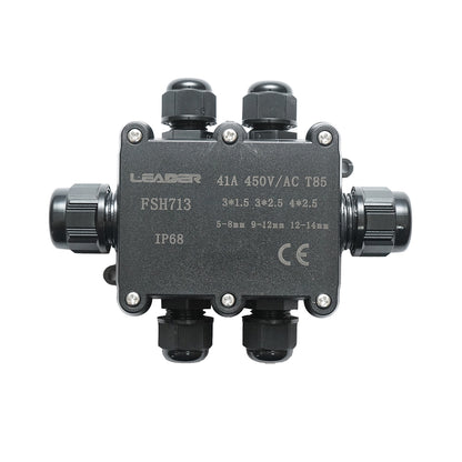 Sealed junction box with presets 41A 450V AC, 6 ways 5-14mm IP68 Leader