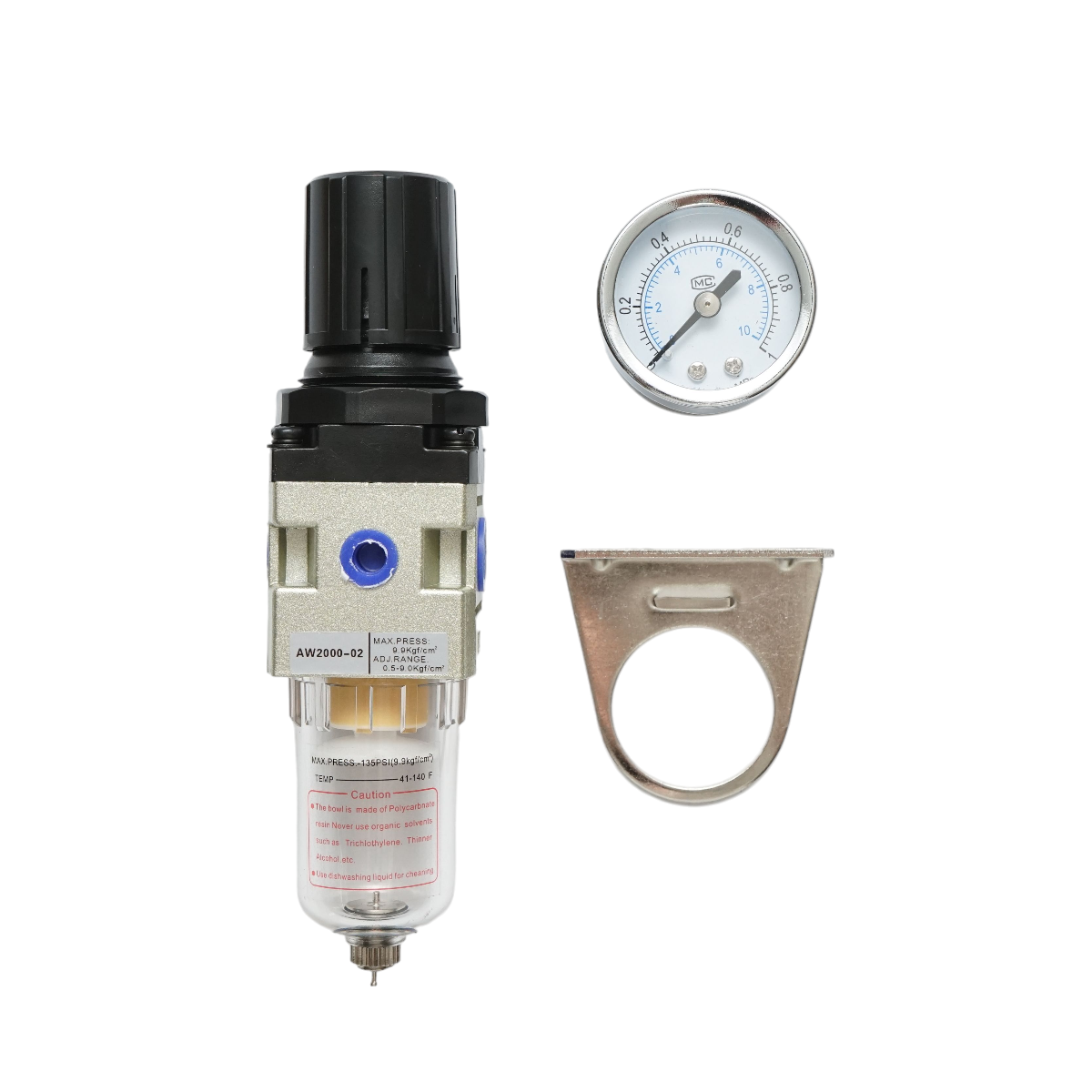 Air filter with pressure regulator max. 1 MPa, connection 1/4