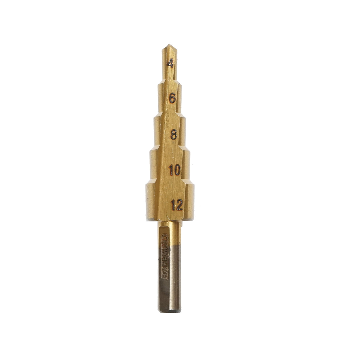 Cone drill in 5 steps 4-12mm made of steel 4241 HSS for metal, aluminum, wood, plastic, brass Crownman