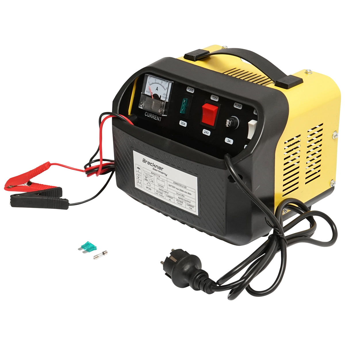Car battery charger and booster 12/24V 20A 230V/566W for batteries 40-250Ah Breckner Germany