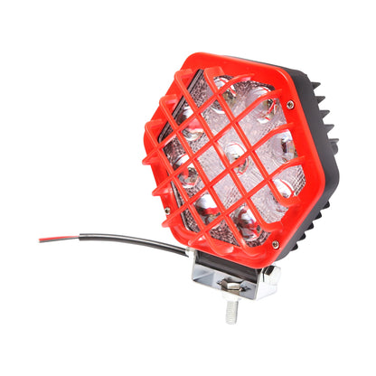 Hexagonal projector lamp with red plastic grille, 9 LEDs, radiation angle 30, DC 10-80V 27W Breckner Germany