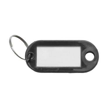 Black keychain with label