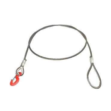 Steel winch cable/rope with a thickness of 14mm and a length of 4m, hook and ring for towing or lifting