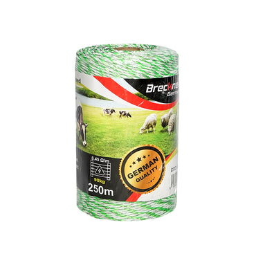 Green-white wire roll 3mm 3x0.2mm stainless steel, 1x0.25 copper 0.45 Ohm/m, 250m electric fence Breckner Germany