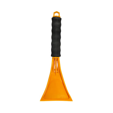 Yellow ice scraper with a handle wrapped in sponge