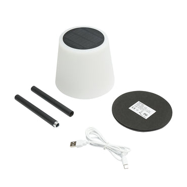 2W LED solar table lamp, 0.7W solar panel, 3.7V 1200mAh battery, USB 5V 1A, black Breckner Germany