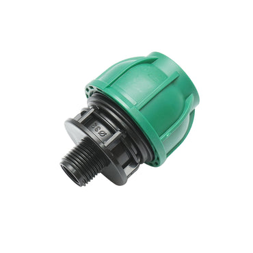 Compression fitting with external thread D32mmx1/2 inch, PN10 Bar for irrigation systems