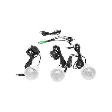 Portable LED lighting kit with 3 bulbs/projector, solar panel, and 6V, 4.5Ah battery for fishing camping GD-8017
