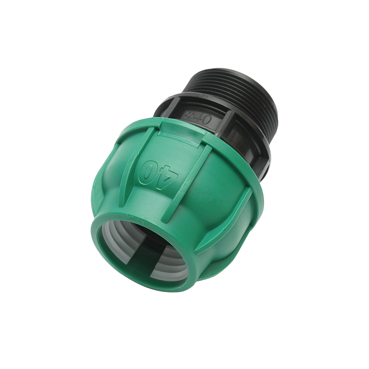 Compression connector with external thread D40mmx1-1/2 inch, PN10 bar for irrigation systems